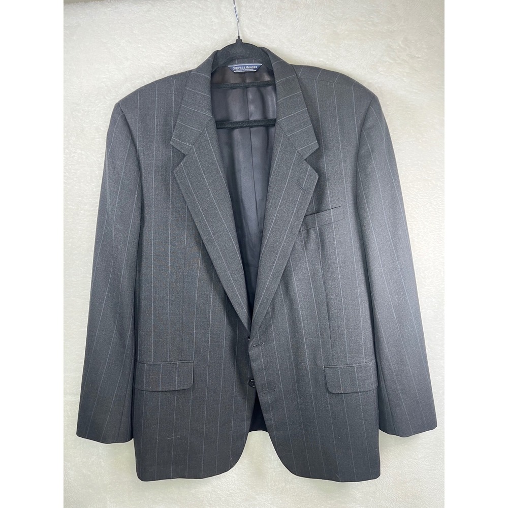 Gieves & Hawkes‎ Mens Charcoal Pinstripe Wool Blend Suit Jacket Blazer